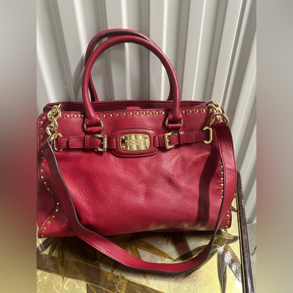 Michael Kors red leather bag